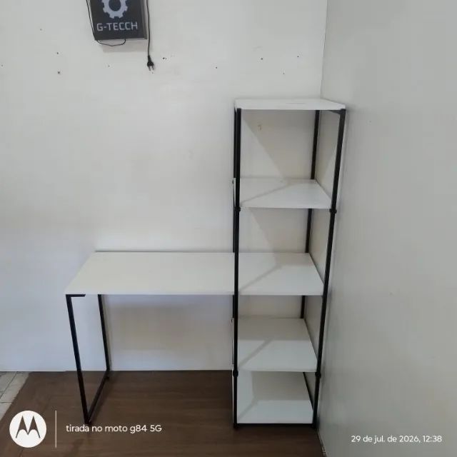 Escrivaninha Industrial NOVA Mesa com Estante Multiuso para Computador Notebook de Estudo - Foto 3