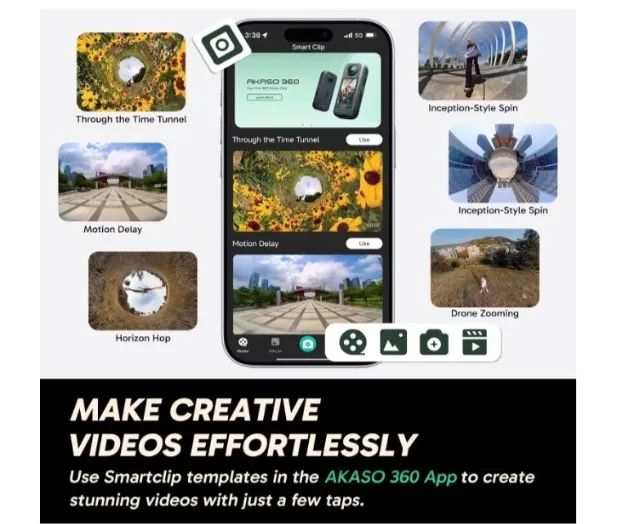 AKASO 360 Câmera De Ação 360° À Prova De Intempérie Vídeo de 5,7 K,Foto de 72 MP - Foto 2