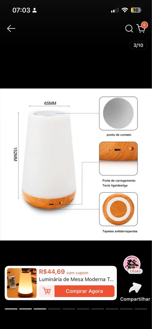 Luz LED de Cabeceira com Timer Ajustável - Foto 3
