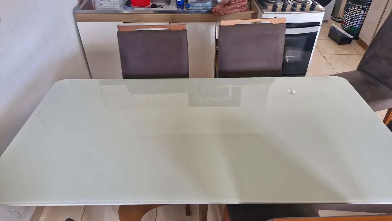 MESA DE JANTAR 6 LUGARES COM TAMPO DE VIDRO - Foto 3