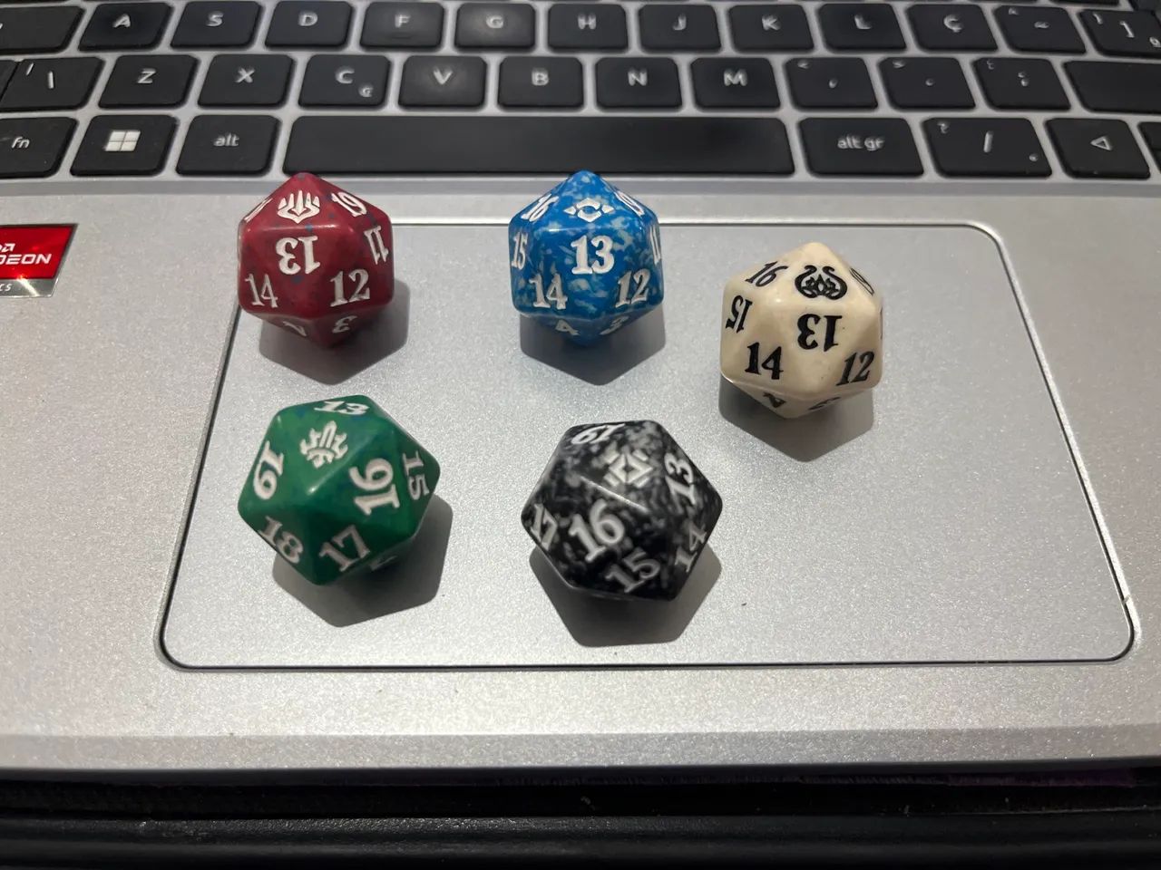 Conjunto de 5 Dados de 20 Lados - Spindown