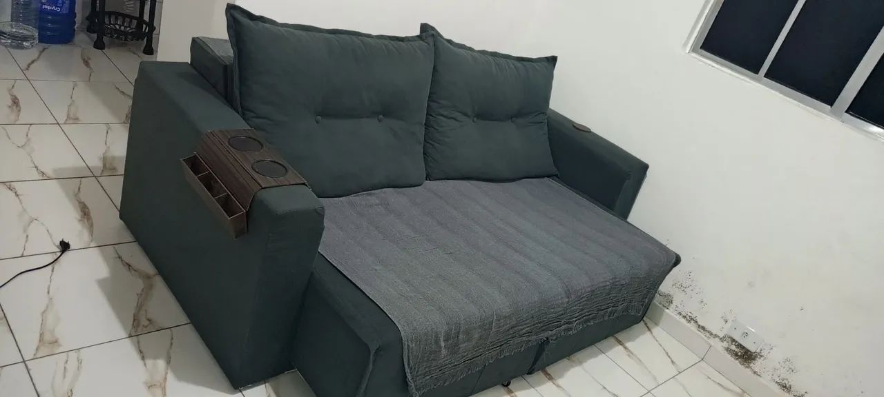 Sofá retrátil + manta e porta copos de brinde  - Foto 4
