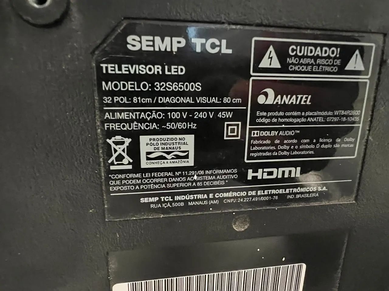 Tv 32 pol com defeito