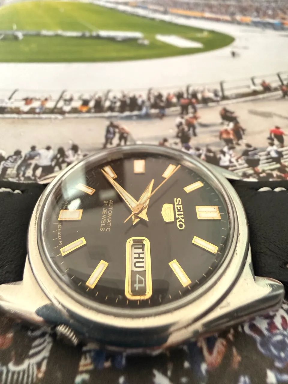 Seiko 5 Automático Vintage Preto Day-Date - Calibre 6139 - Japão - Foto 4