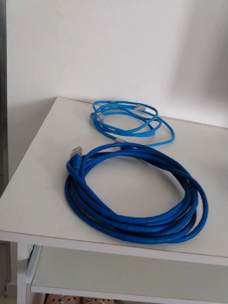 Kit 2 Cabos De Rede Ethernet Lan Internet Rj45 Azul Usado  - Foto 4