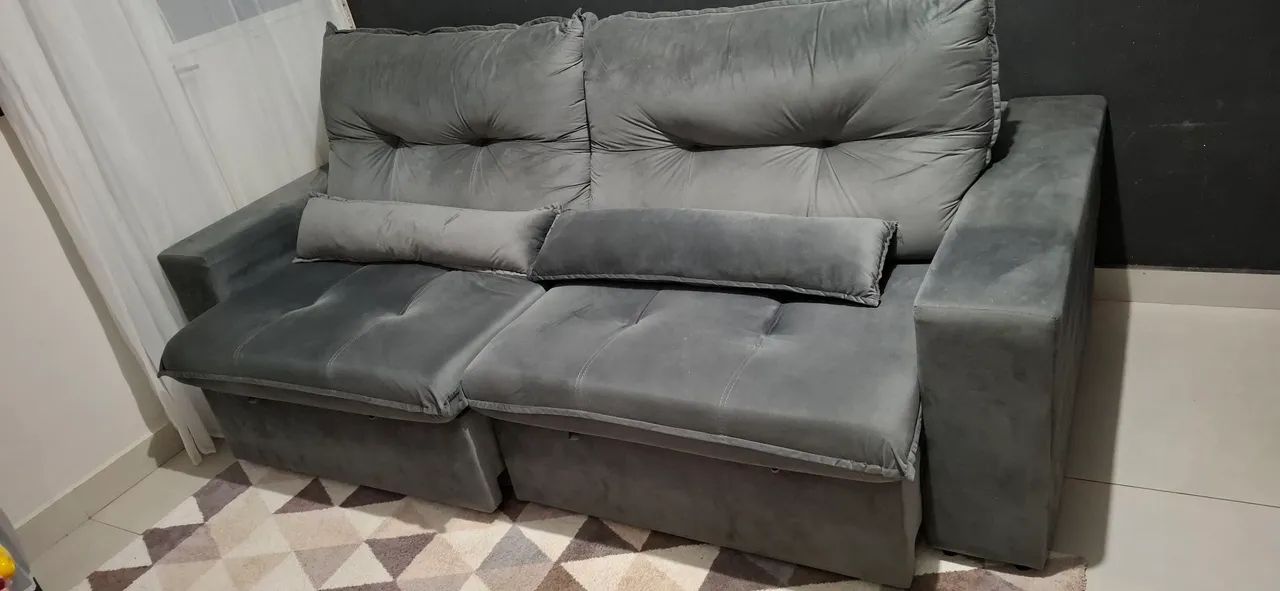 Estofado Rubi na cor cinza com 2,50 metros e meio e molas ensacadas - Foto 3
