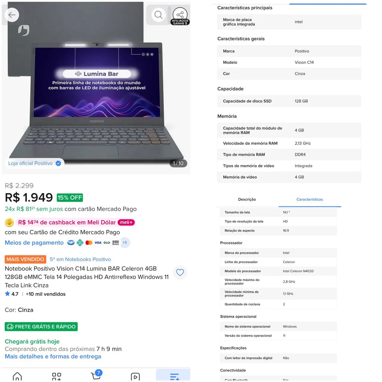 Notebook positivo 