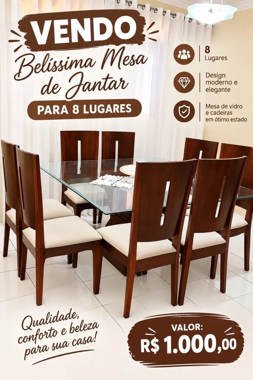 Mesa 8 lugares 1,5x1,5