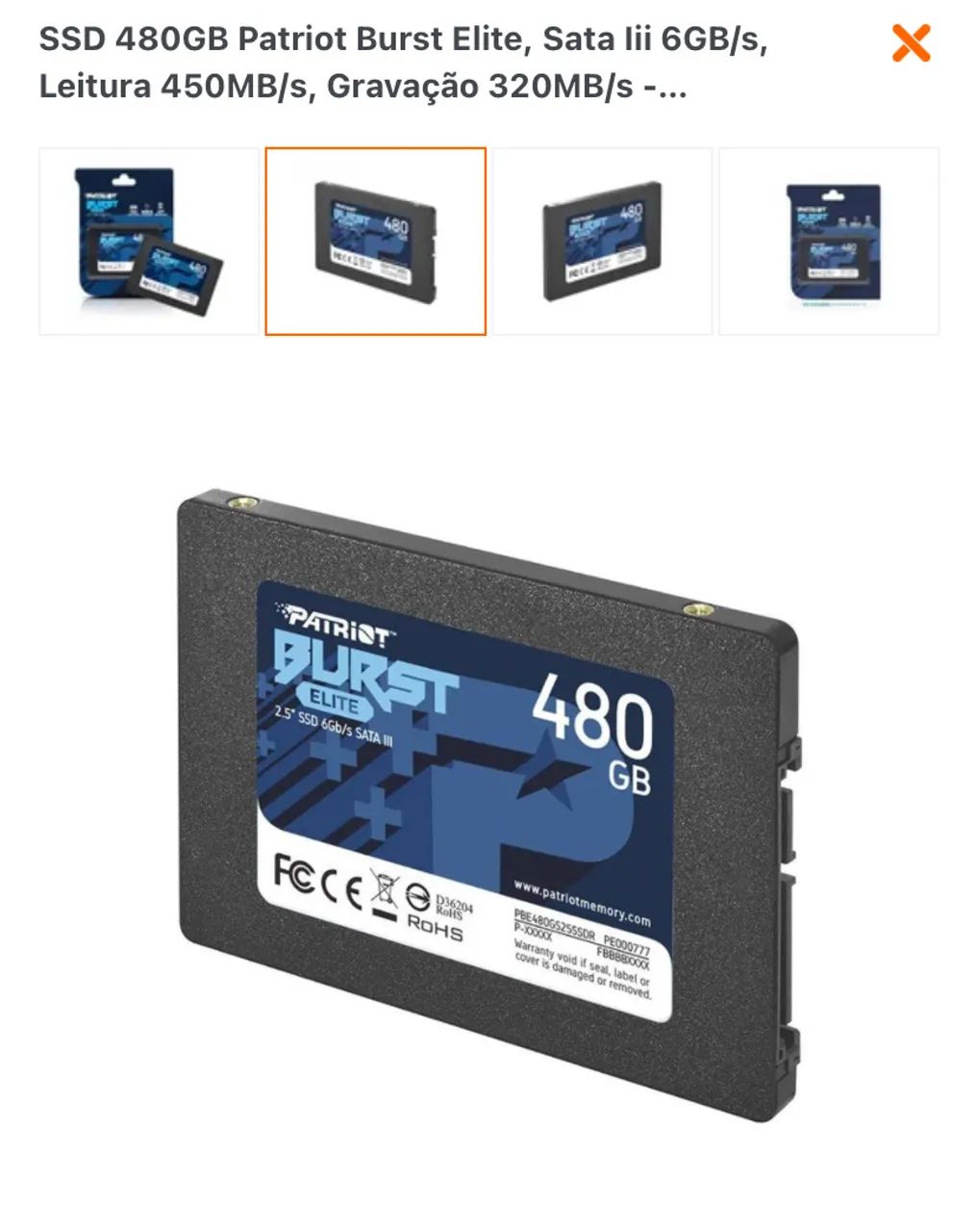 SSD 480GB Patriot Burst