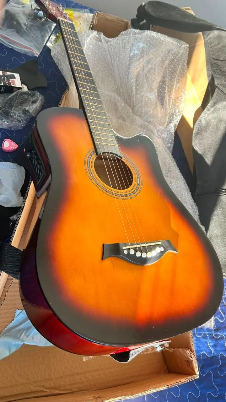 Violão Eletroacústico para Iniciante Destro com 6 Cordas e Acessórios - Foto 4