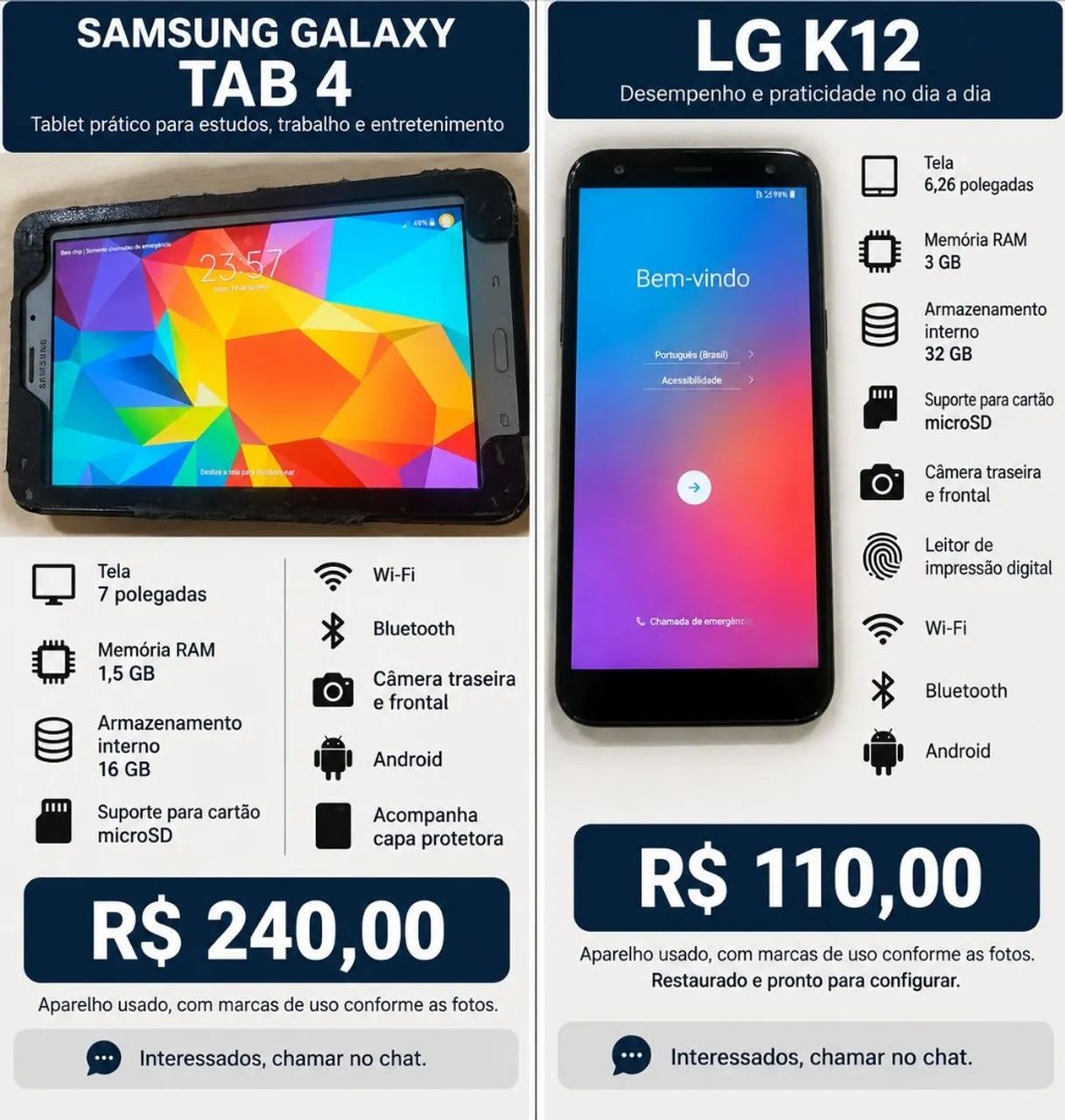 Celular e tablet 