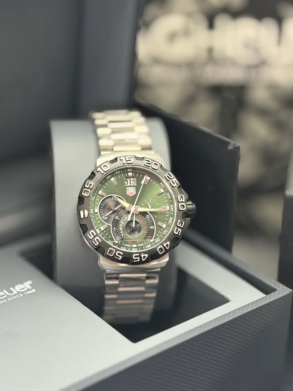 Relogio Tag H. Formula 1 - Verde - Cronógrafo - Top - Quartzo - 43mm - Safira