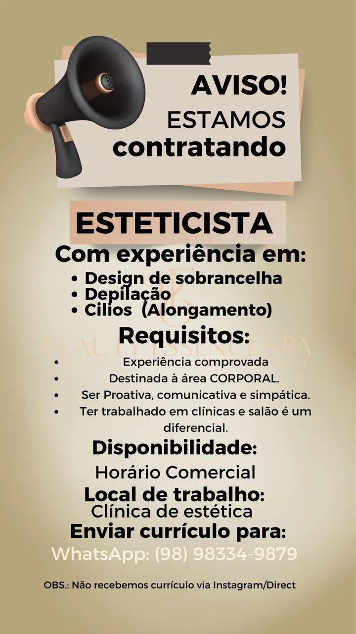 Vagas para esteticista