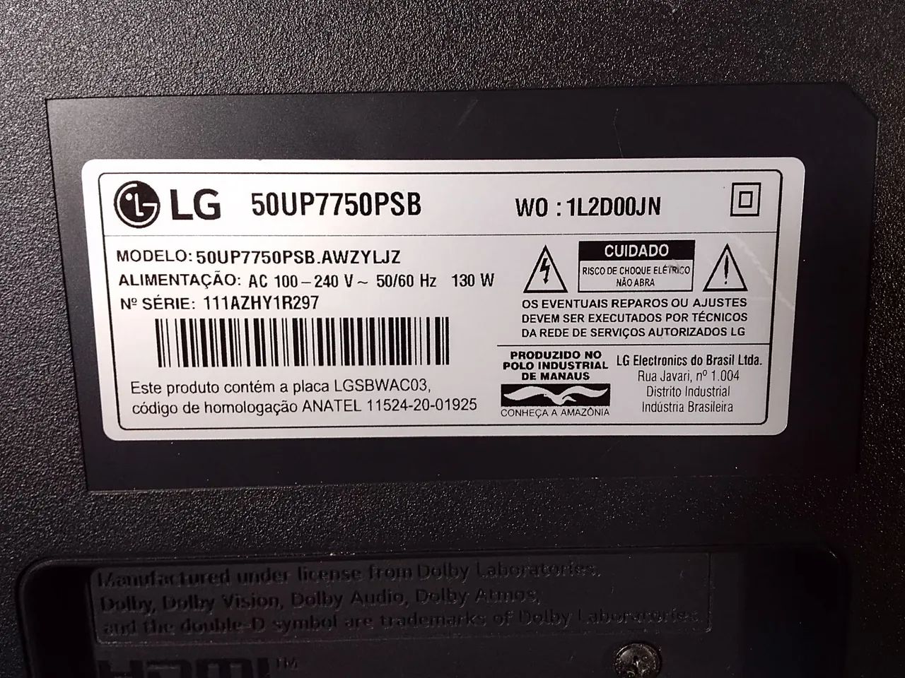 TV LG 50UP7750PSB