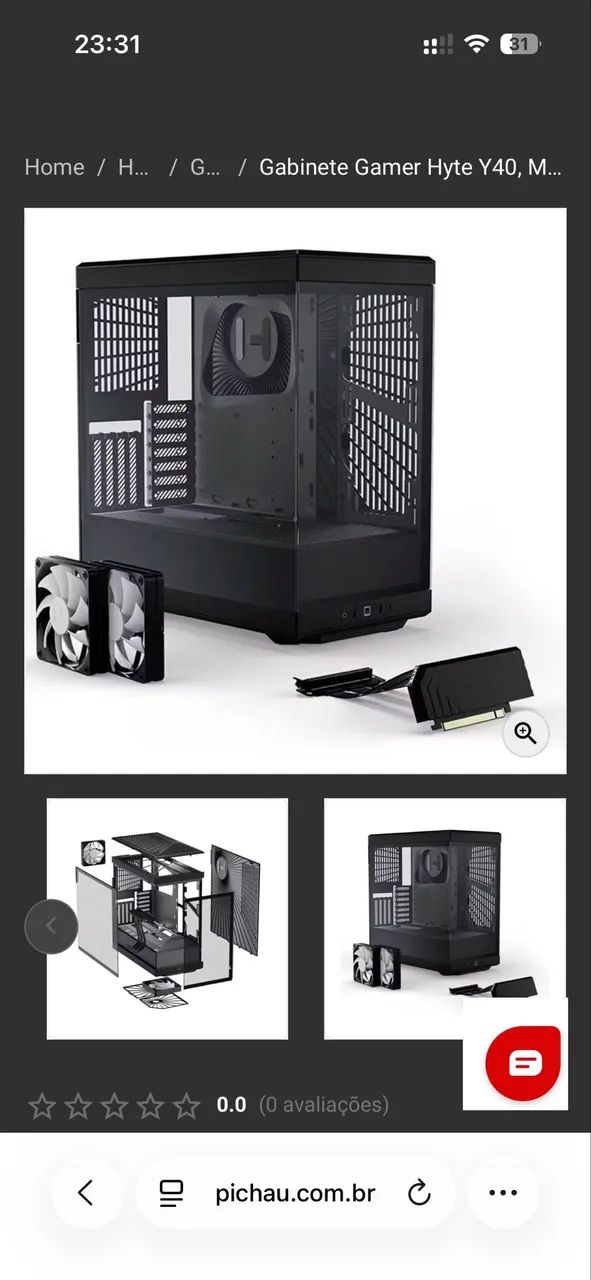 Gabinete Hyte Y40 Preto Novo Sem uso - Foto 3