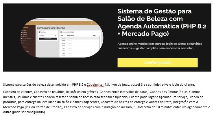 Sistema para salão de beleza em PHP 8.2 e Mysql - Foto 3