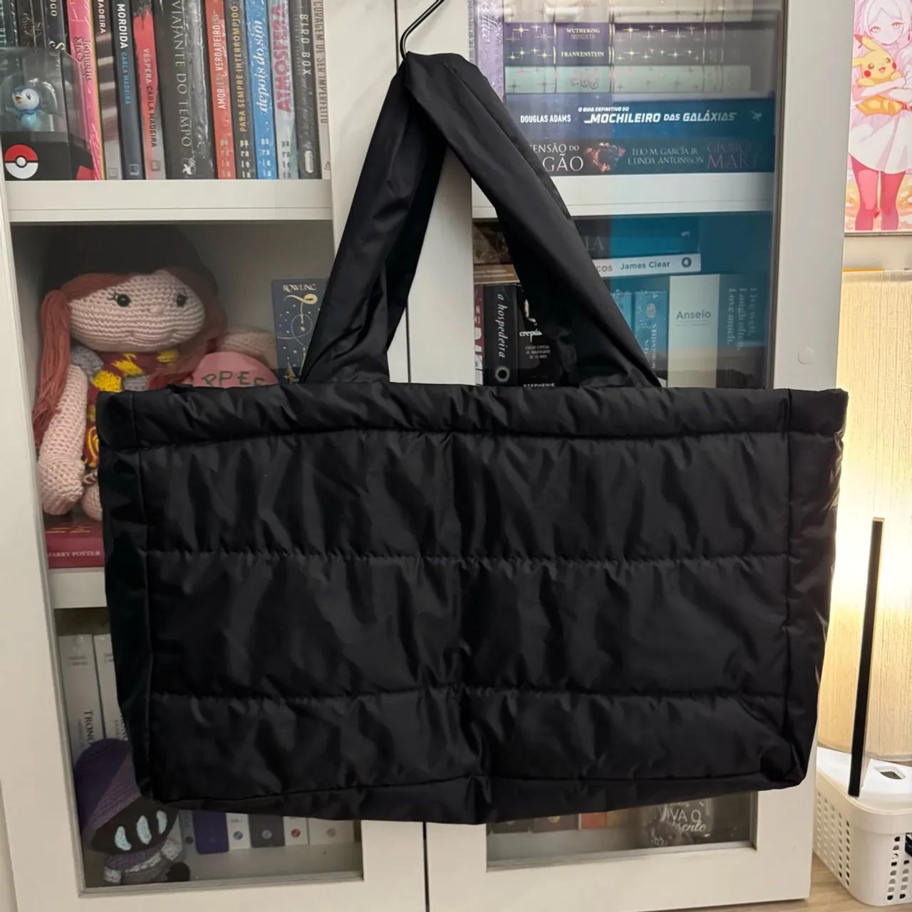 bolsa sephora puffer tote grande preta com zíper - Foto 2