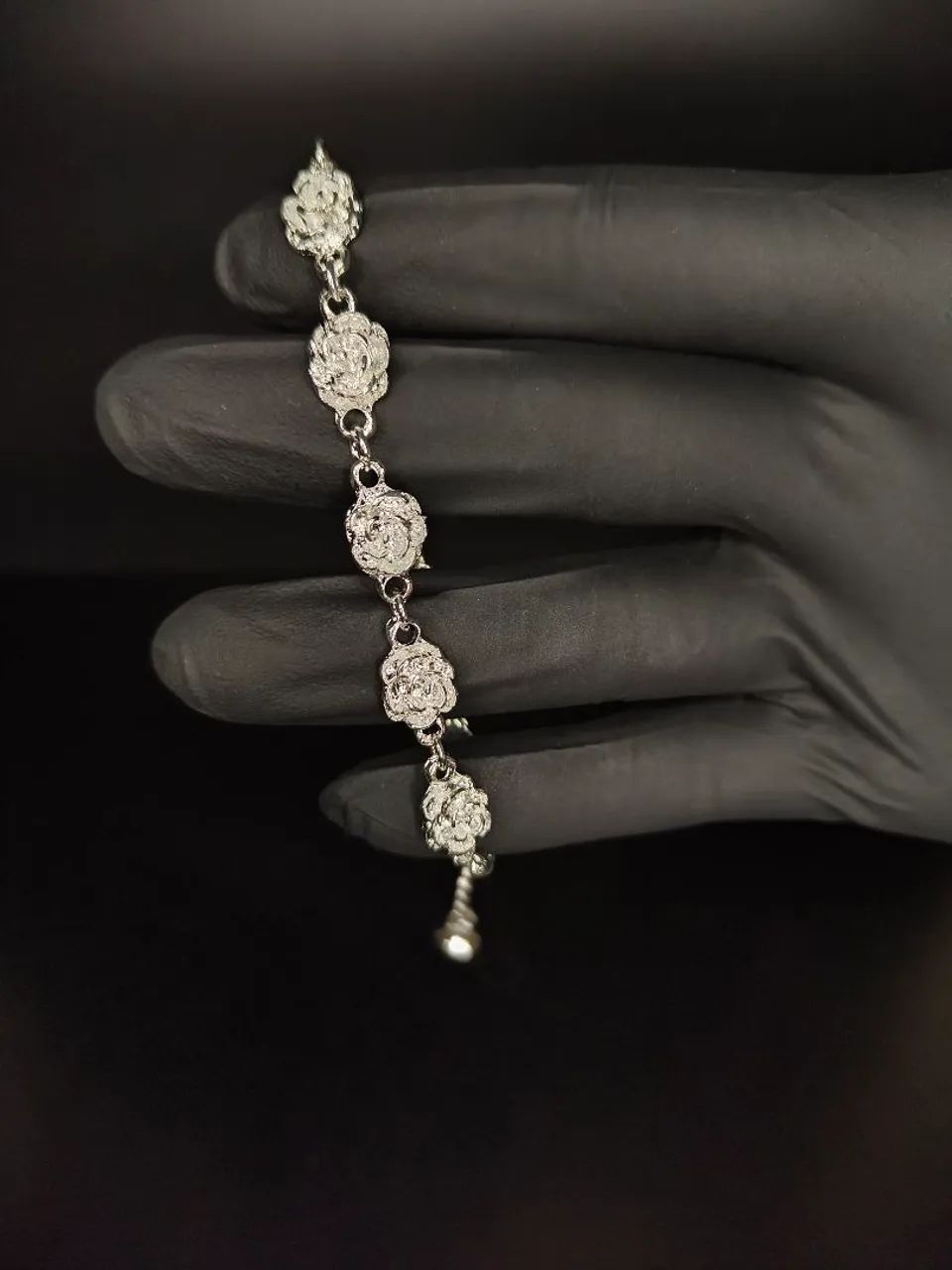 Pulseira Rosas de Prata 925 - Foto 4