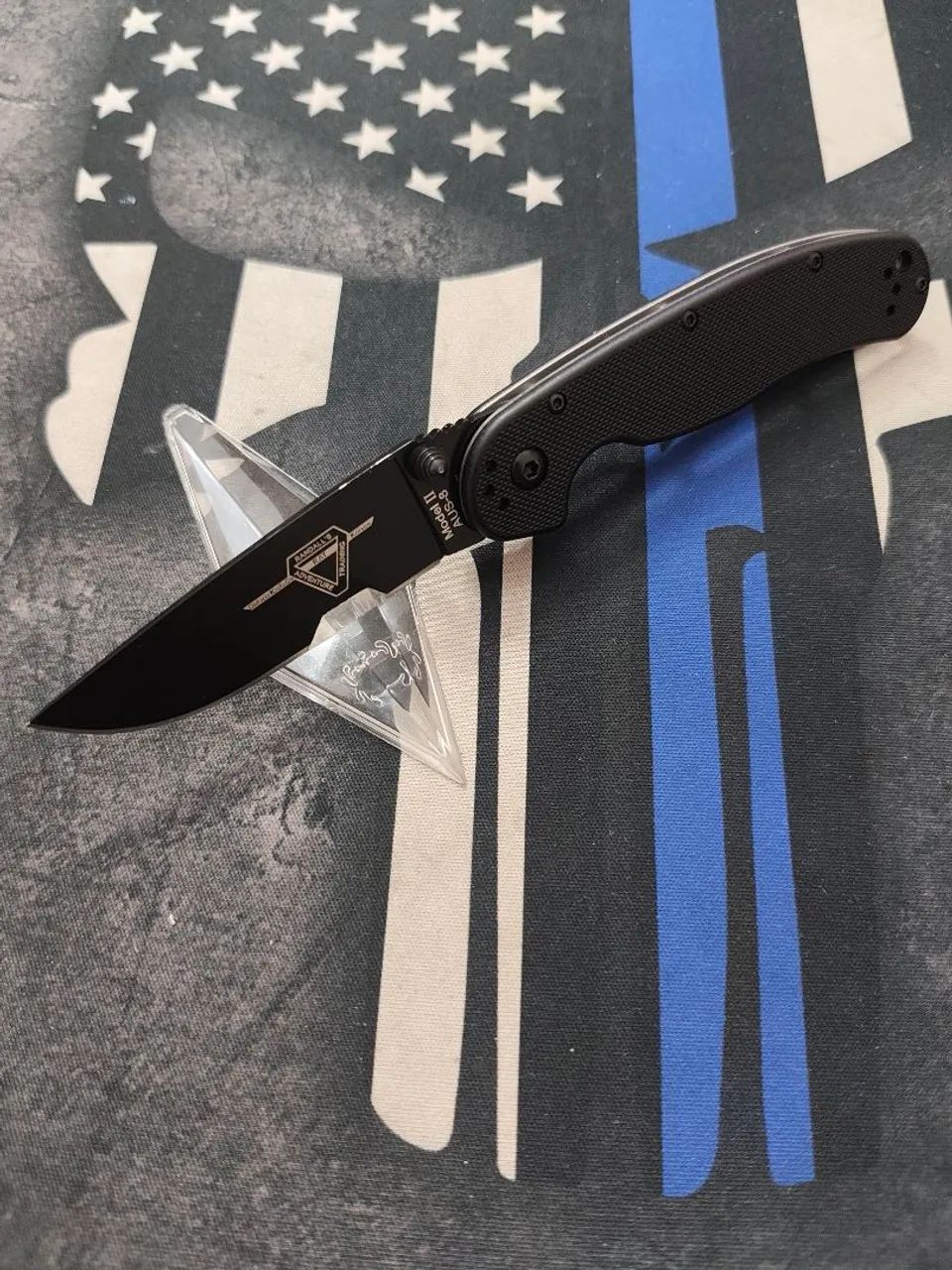 Canivete Ontário RAT Model II Randall's Adventure Training Black Plain Blade, BLK Nylon 