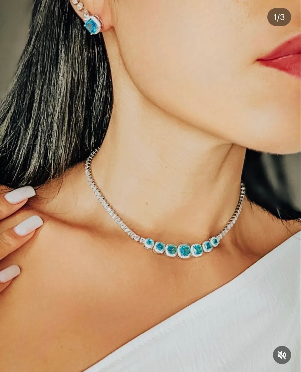 Riviera e brincos azul turquesa semi joias de luxo