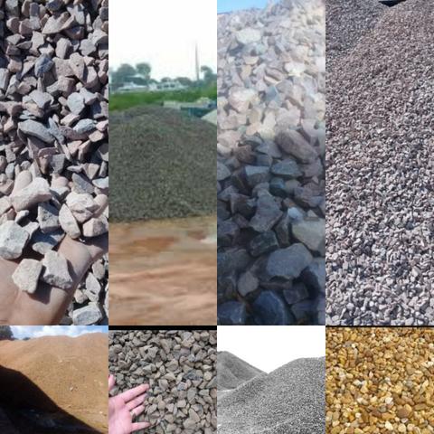 Areia seixo e tijolo cascalho e pedra rachão