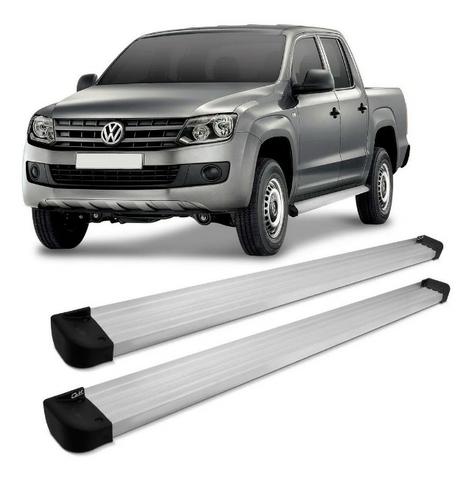 Estribo Plataforma Alumínio Anodizado C/ Ponteiras Pretas - Volkswagen Amarok
