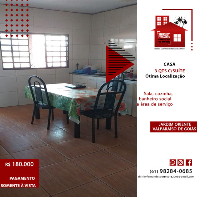 Casa 3 Qts c/Suíte Atrás do Colégio Cejo - Jardim Oriente
