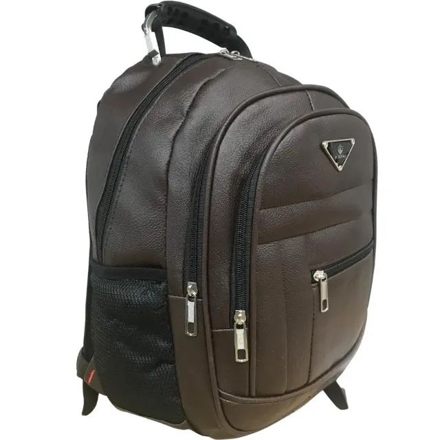 Mochila Couro Resistente Bem Espaçosa Faculdade Trabalho Viagem - Foto 3