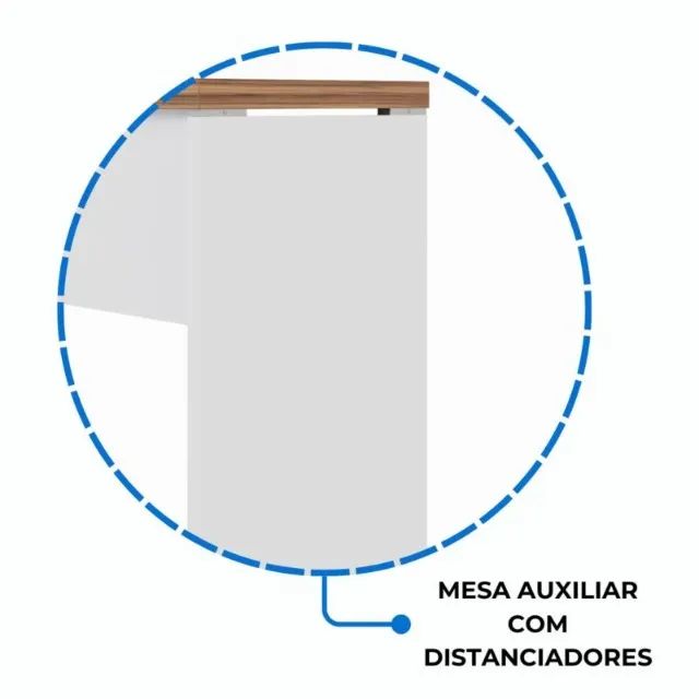 Mesa Auxiliar Simples 0,90x0,45m Nogal Sevilha/Branco Compacta Prática Modelo 34308 - Foto 3