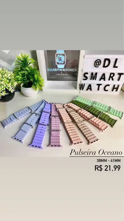 Pulseiras Oceano de Silicone Para Smartwatches 38mm-41mm e 42mm-49mm - Diversas Cores