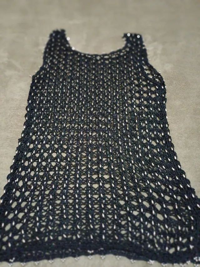 Blusinha P/M coche com miçangas prata - Foto 4