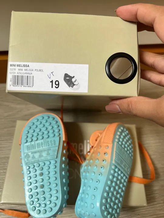 Tênis Mini Melissa - Azul e Laranja 19 - Foto 6