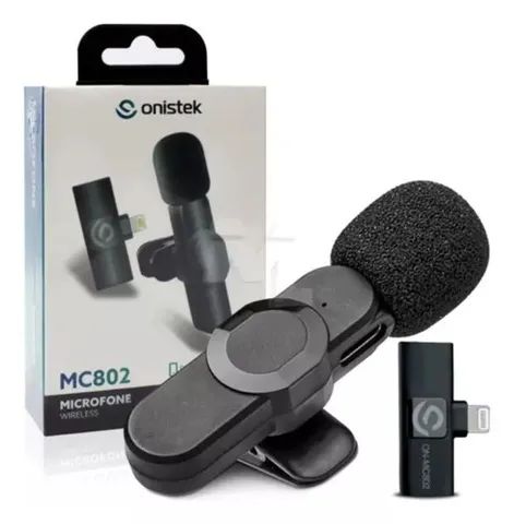 Microfone Lapela Sem Fio para iPhone Lightning Recarregável - Foto 4