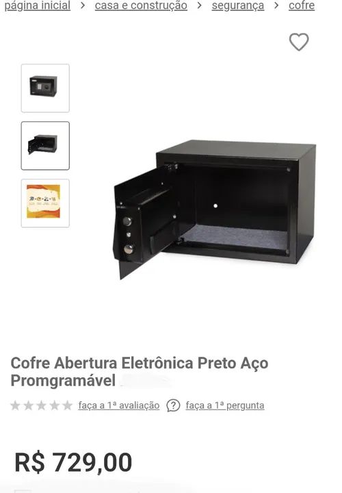 Cofre Eletrônico Digital acionamento de senha pelo Teclado ou Chaves - Foto 3