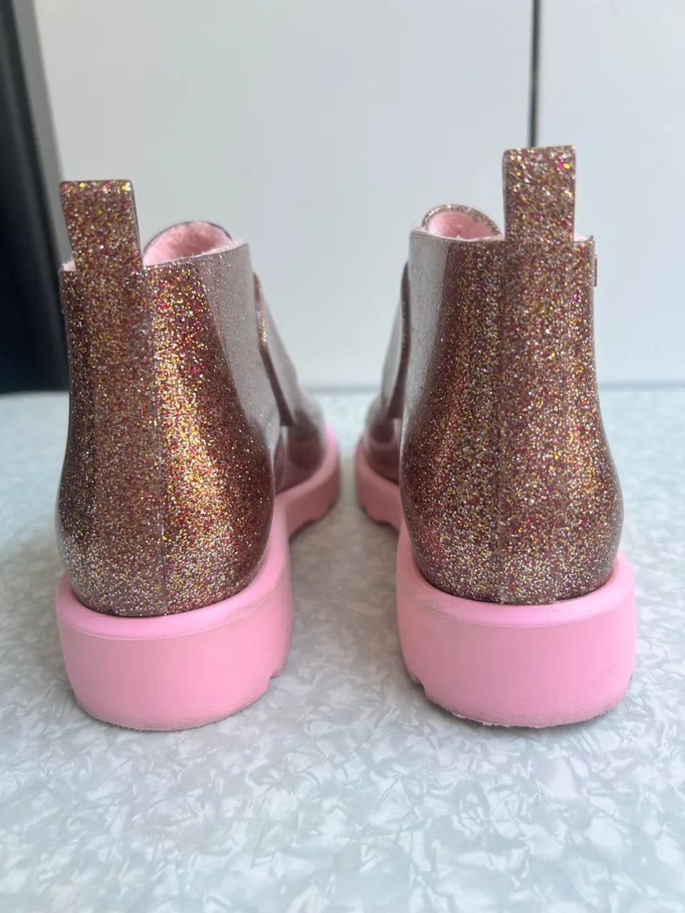Mini melissa chelsea boot rosa gliter tamanho 30 - Foto 3