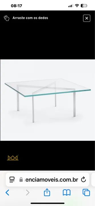 Mesa de centro Barcelona em vidro e metal - Foto 4