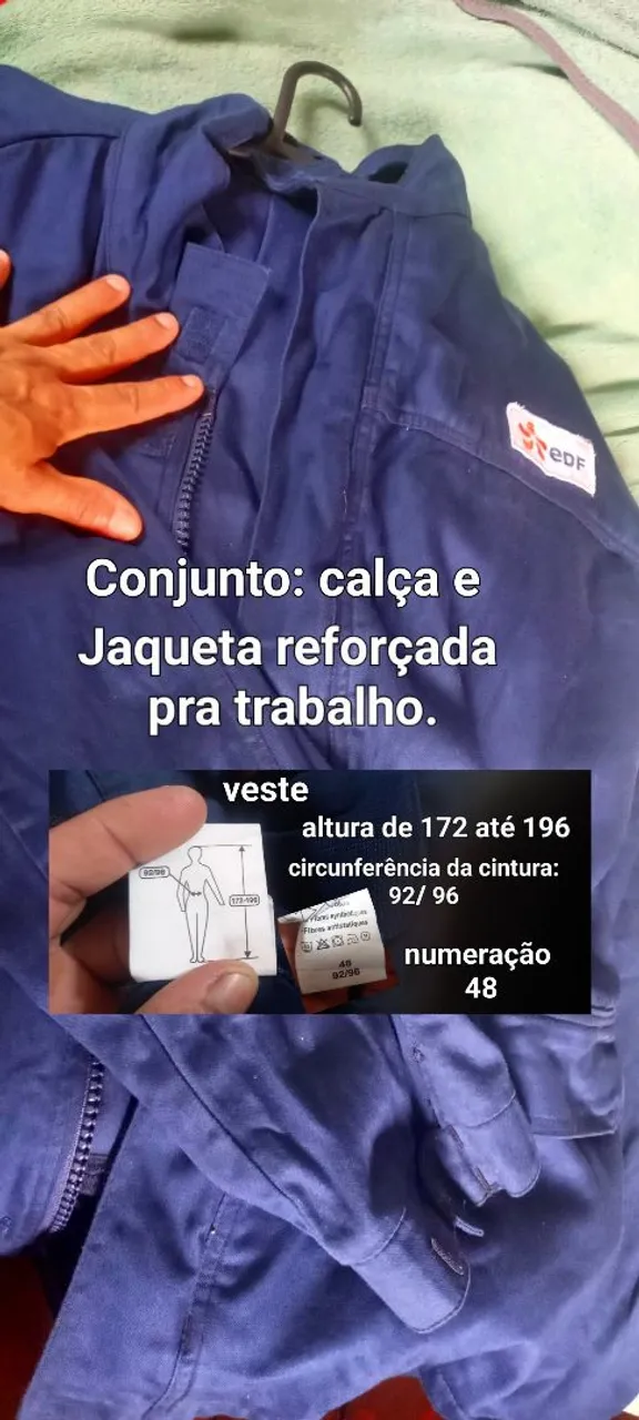 Conjunto Calça e Jaqueta Reforçada para Trabalho - Tamanho 48