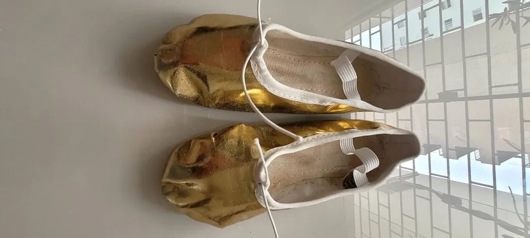 Sapatilha dourada infantil de ballet/dança tamanho 29 - Foto 5