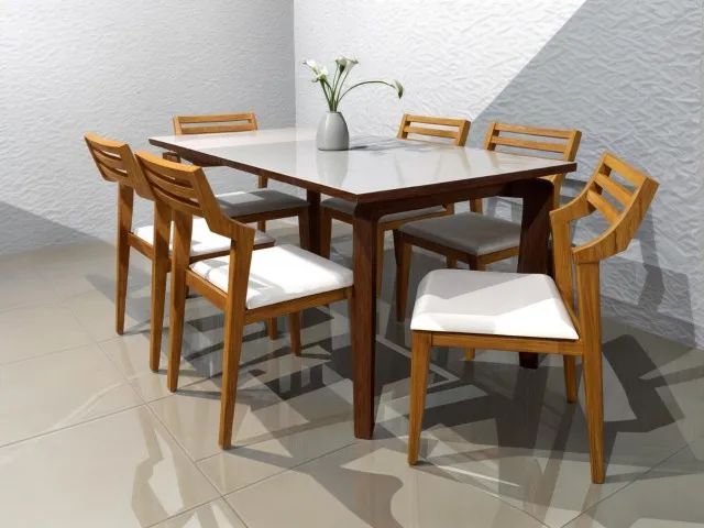 Salas de jantar com 6 cadeiras, estilo e conforto, madeira maciça