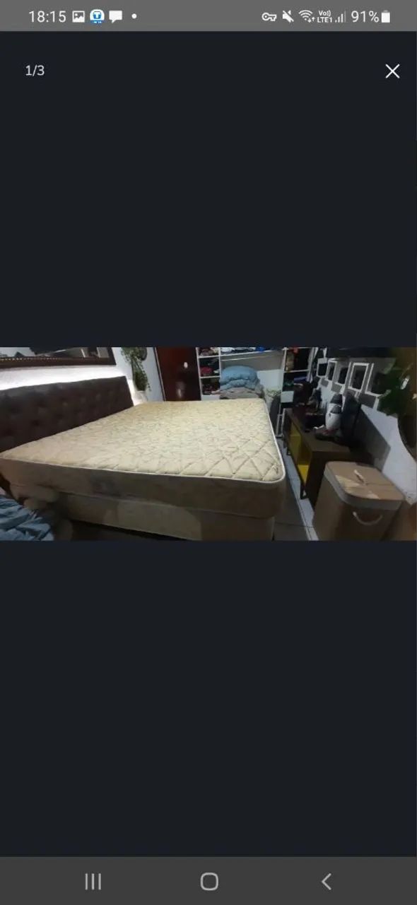 Cama Box king size com 2 colchões +rack retro 