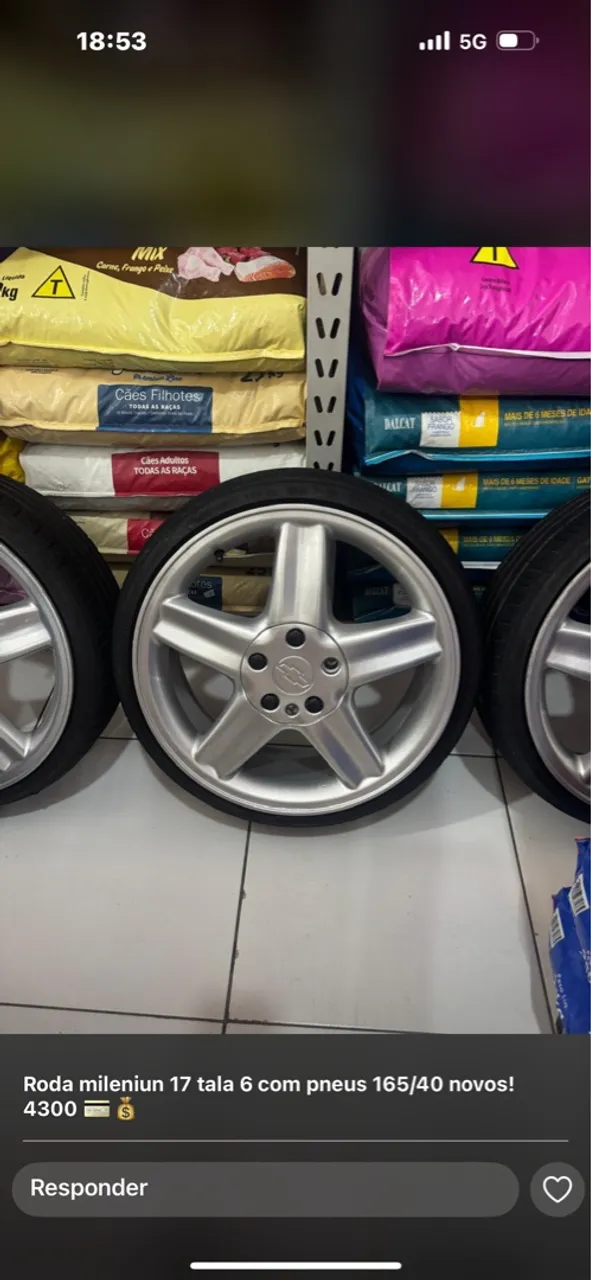 Rodas Mileniun 17 Tala 6 com Pneus 165/40 Novos
