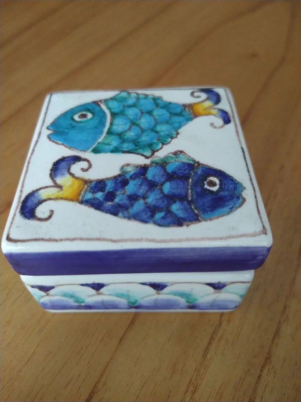Vintage Romano Innocenti Cerâmica Caixa de bugigangas  - Pintada à mão Itália 