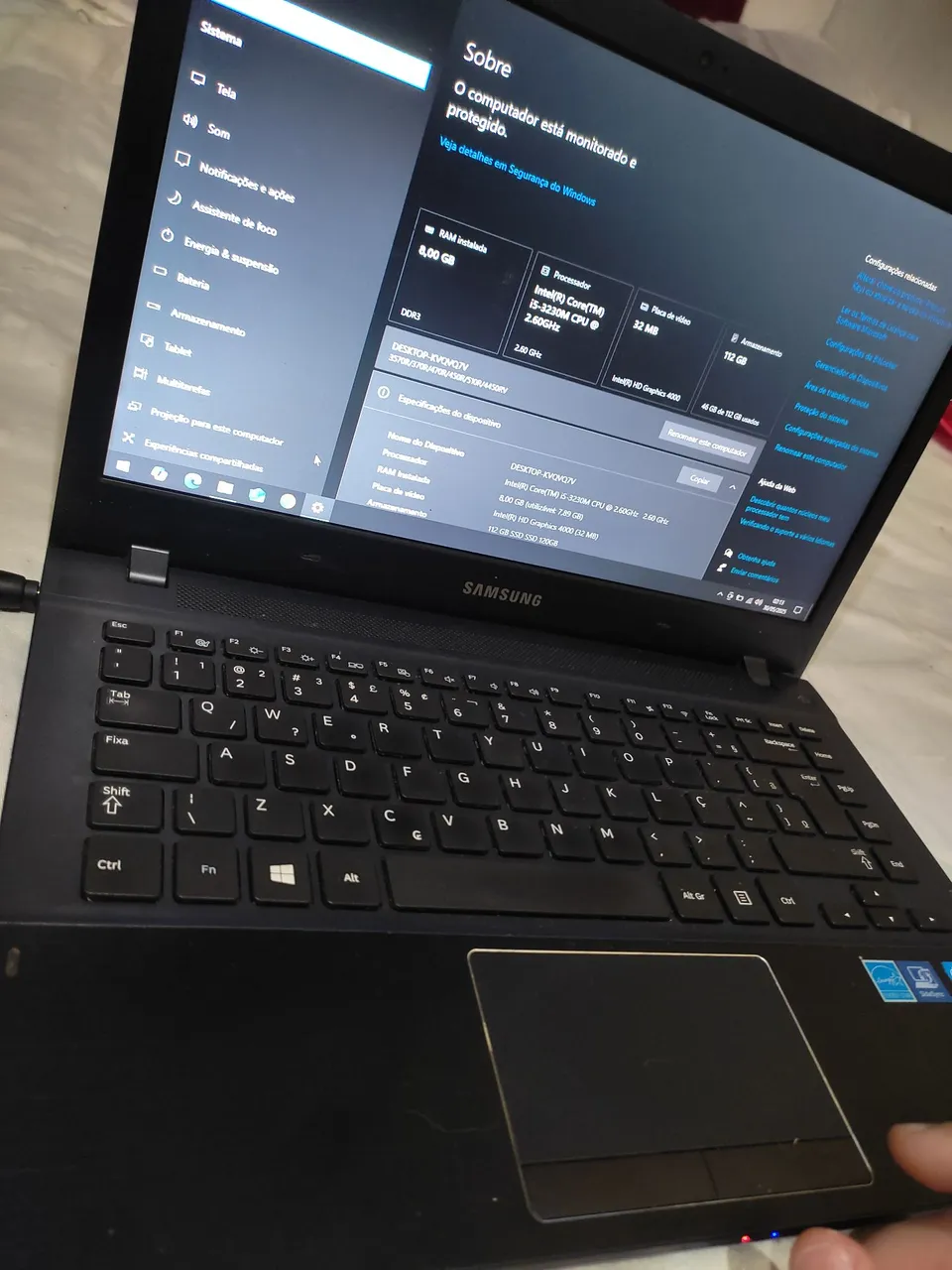 Notebook Samsung i5 8GB RAM SSD 120GB