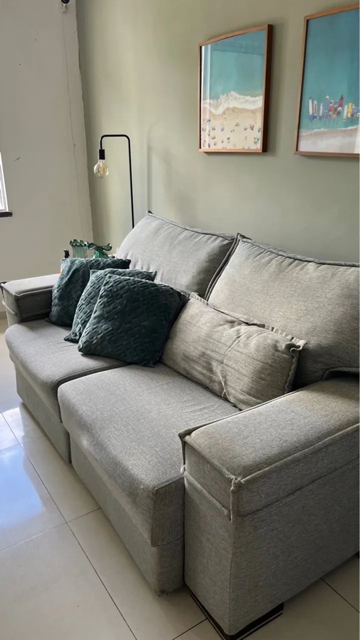 Sofá Cinza Retrátil