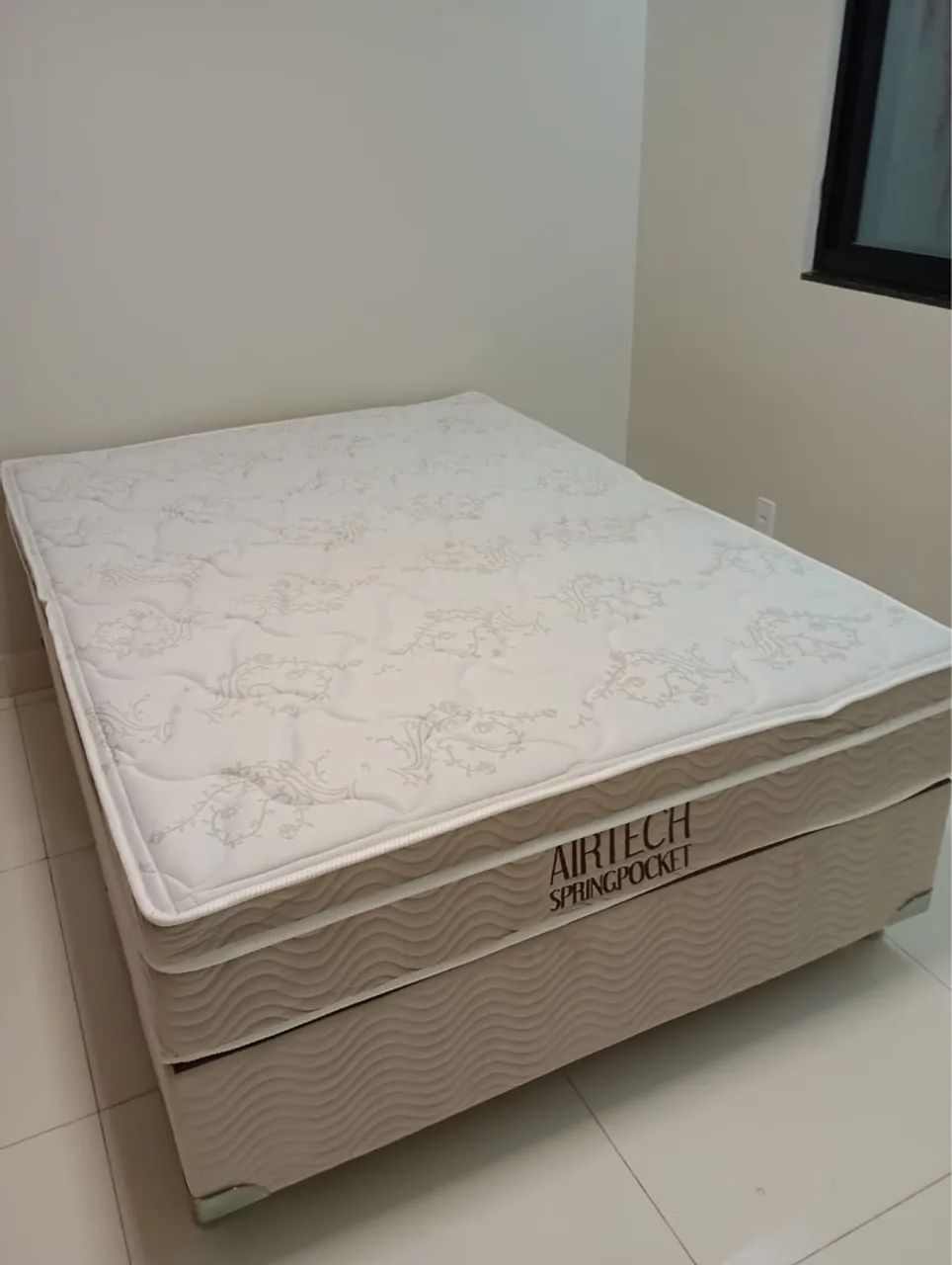 CAMA BOX CASAL 138x188 AIRTECH ORTOBOM ELEGANTE E CONFORTÁVEL 