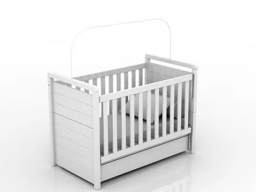 Berço Quater Linha Nature Branco Bebê com Colchão