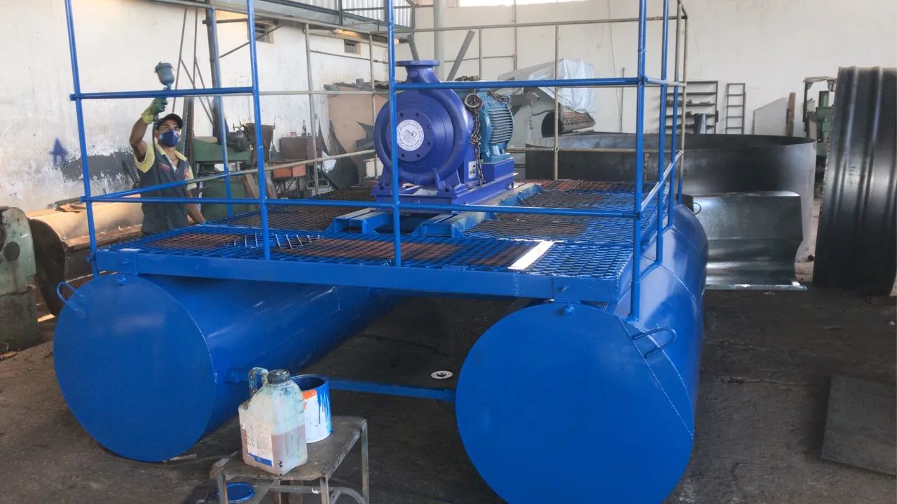 Balsa para motobombas de irrigação