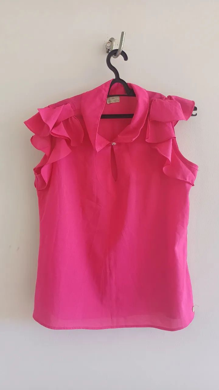 Blusa rosa com babados - TOP LONDON