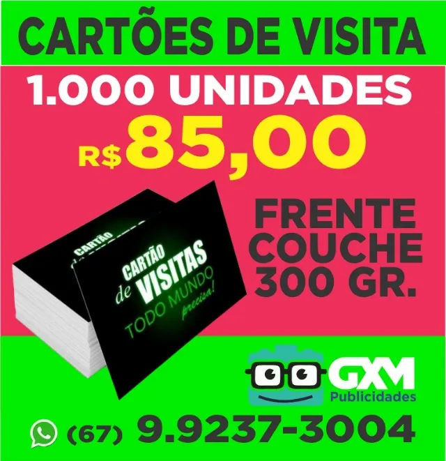 Cartões de visita e panfletos