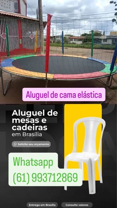 Aluguel de mesas e cadeiras e cama elástica